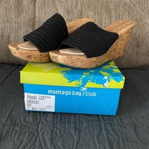 SOLD-Size 8.5 Montego Bay Cub black platform slide-on shoe.lightly worn